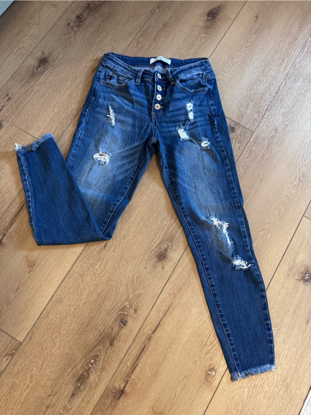 KanCan Dark Blue Distressed High-Rise Skinny Jeans